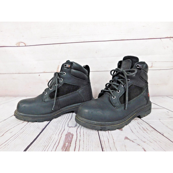 Men\'s Wolverine Boots Size 7.5 Work Black Leather Steel Toe 201291 Bulldozer 2.0 main image 8